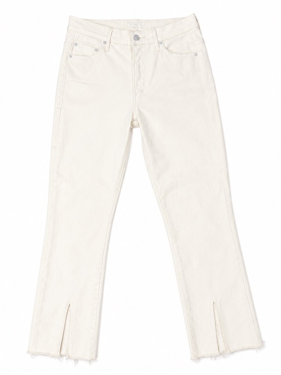 MOTHER Denim - MOTHER The Insider Slit Ankle Fray Jeans Women’s Size 26 Glass Slipper White